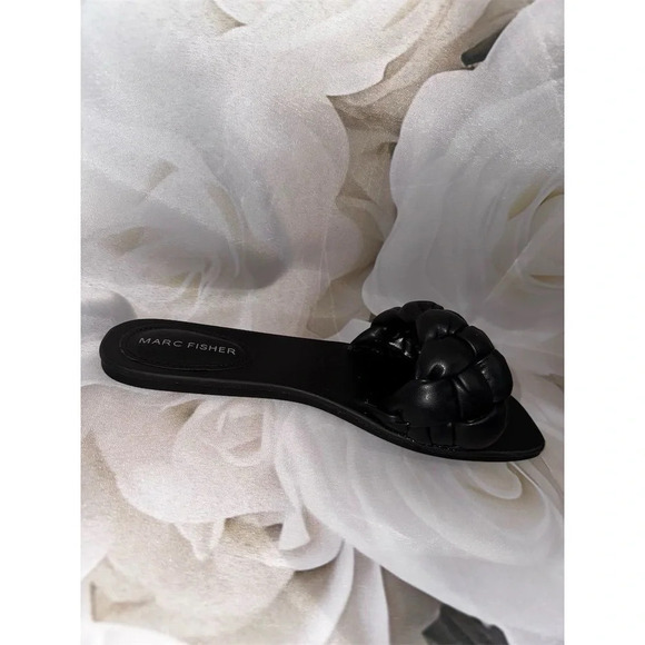 Marc Fisher Women's Black Braided Slide Sandals Size 7.5 Summer Casual - Picture 14 of 15